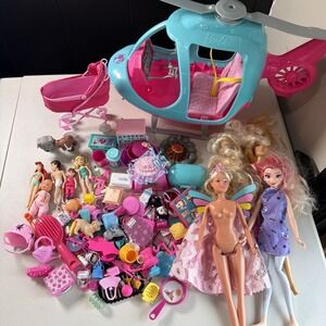 Mixed Lot Of Babies Accessories Barbie's Helicopter Camping Pets
